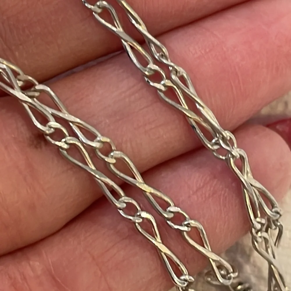 Sterling silver real pearls natural stone Large pendant unique link chain